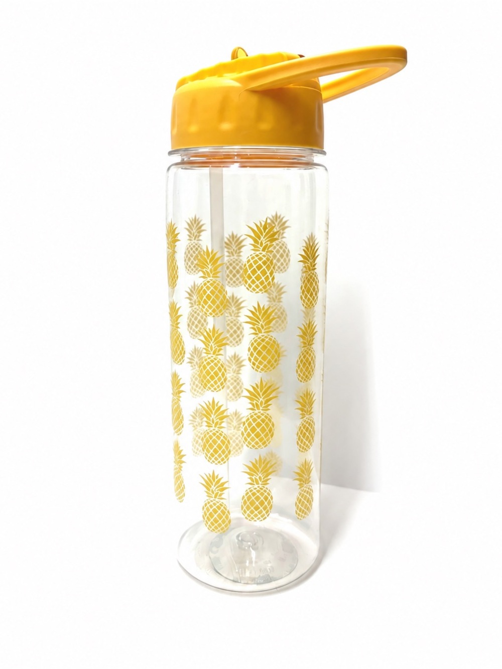 Pineapple Print 27 oz Water Bottle with Straw Yellow Clear